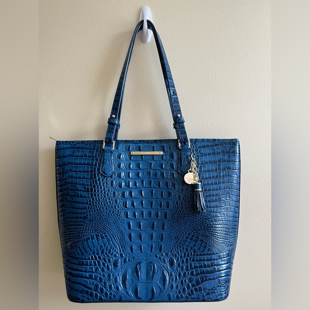 Brahmin Palace Blue Tall Asher Melbourne Leather Tote. Perfect Condition.